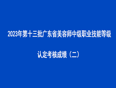 2023年第十三批廣東省美容師中級職業技能等級認定考核成績（二）